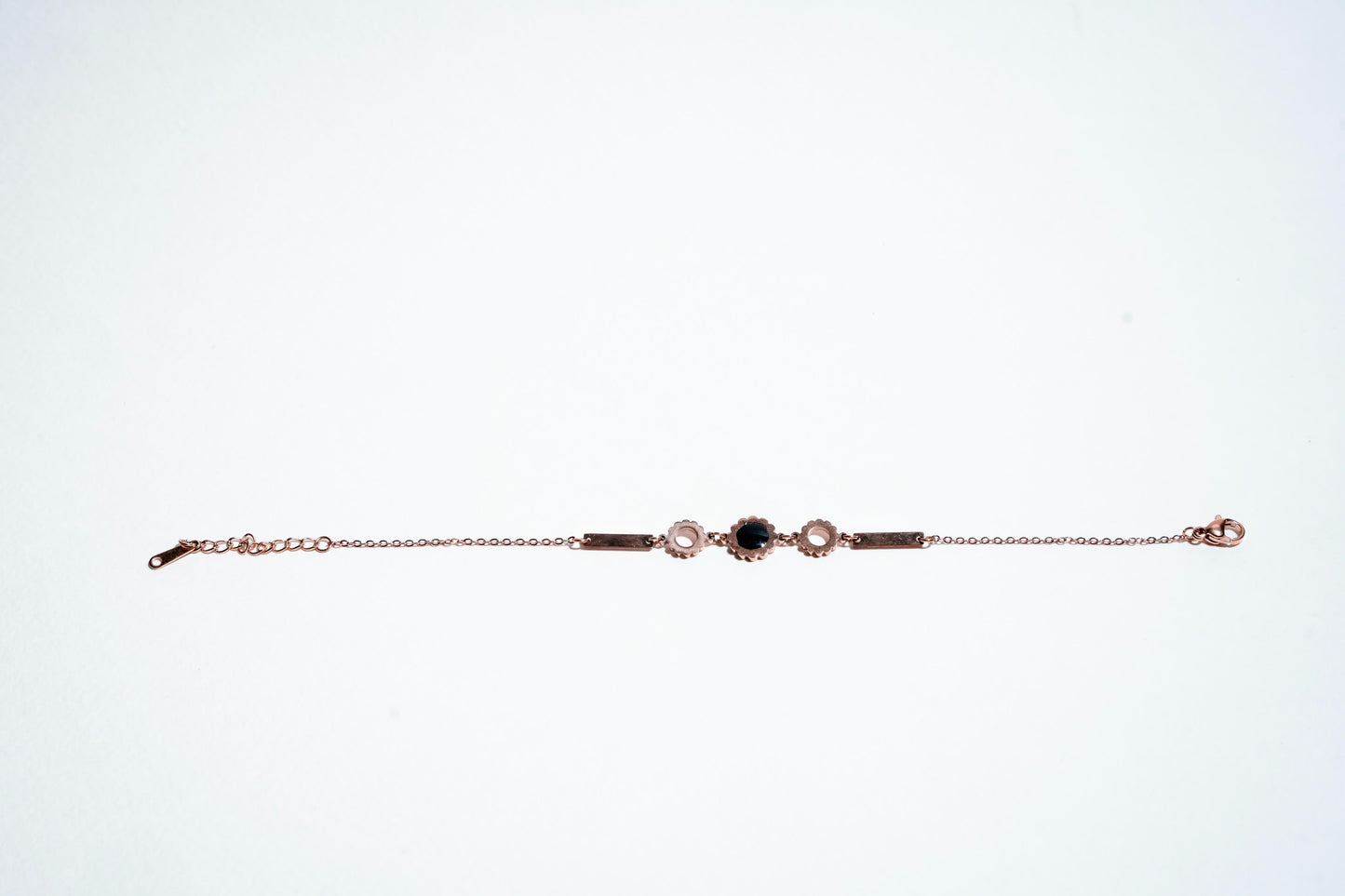 Petals of Grace: Rose Gold-Plated Celestial Link Bracelet