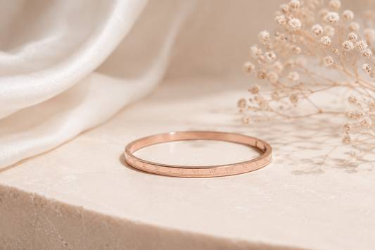 Eterna Roman Numeral Bangle | Rose Gold Plated