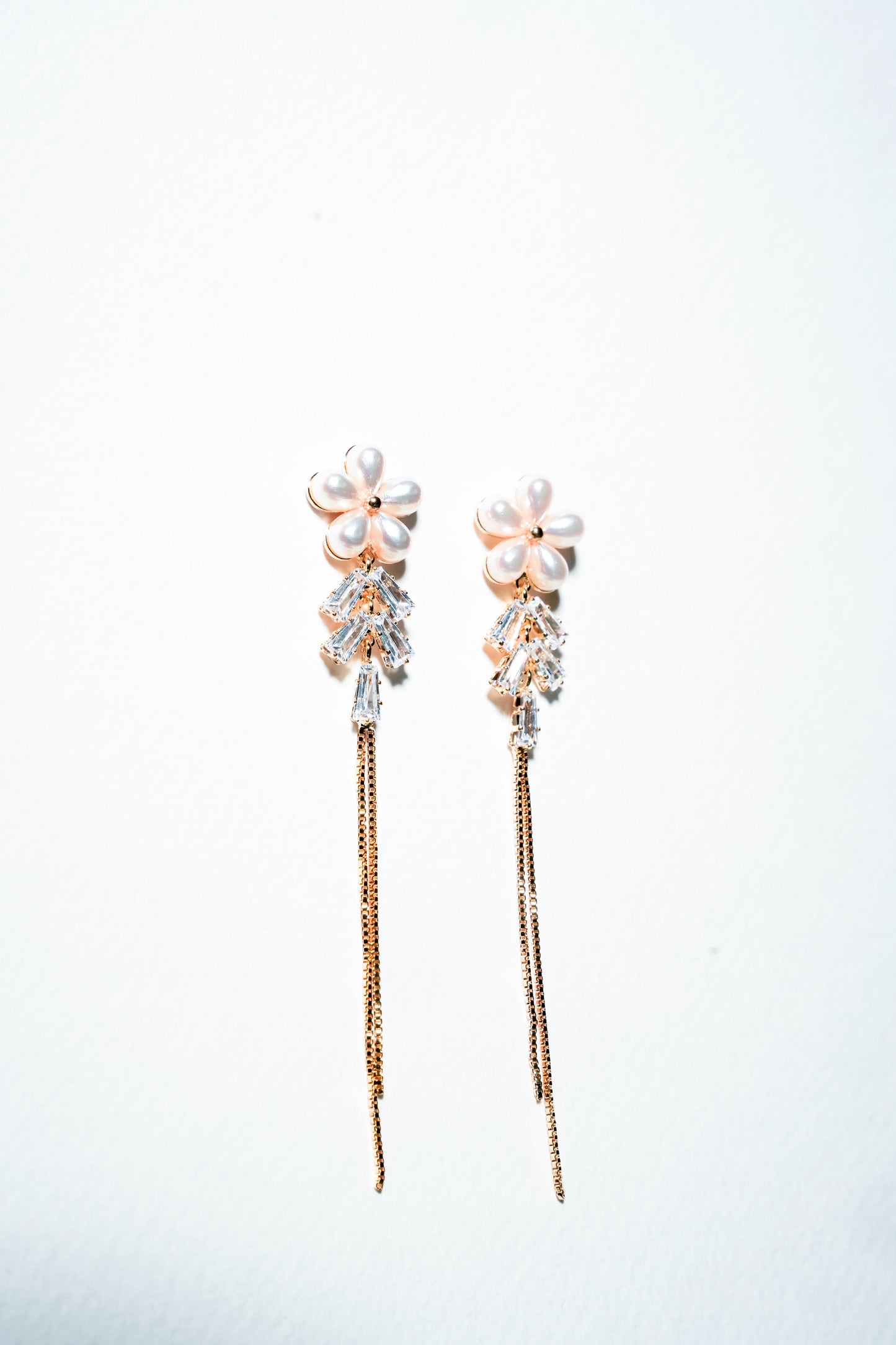 Primrose Petal & Crystal Fringe Drop Earrings – 18K Gold Plated