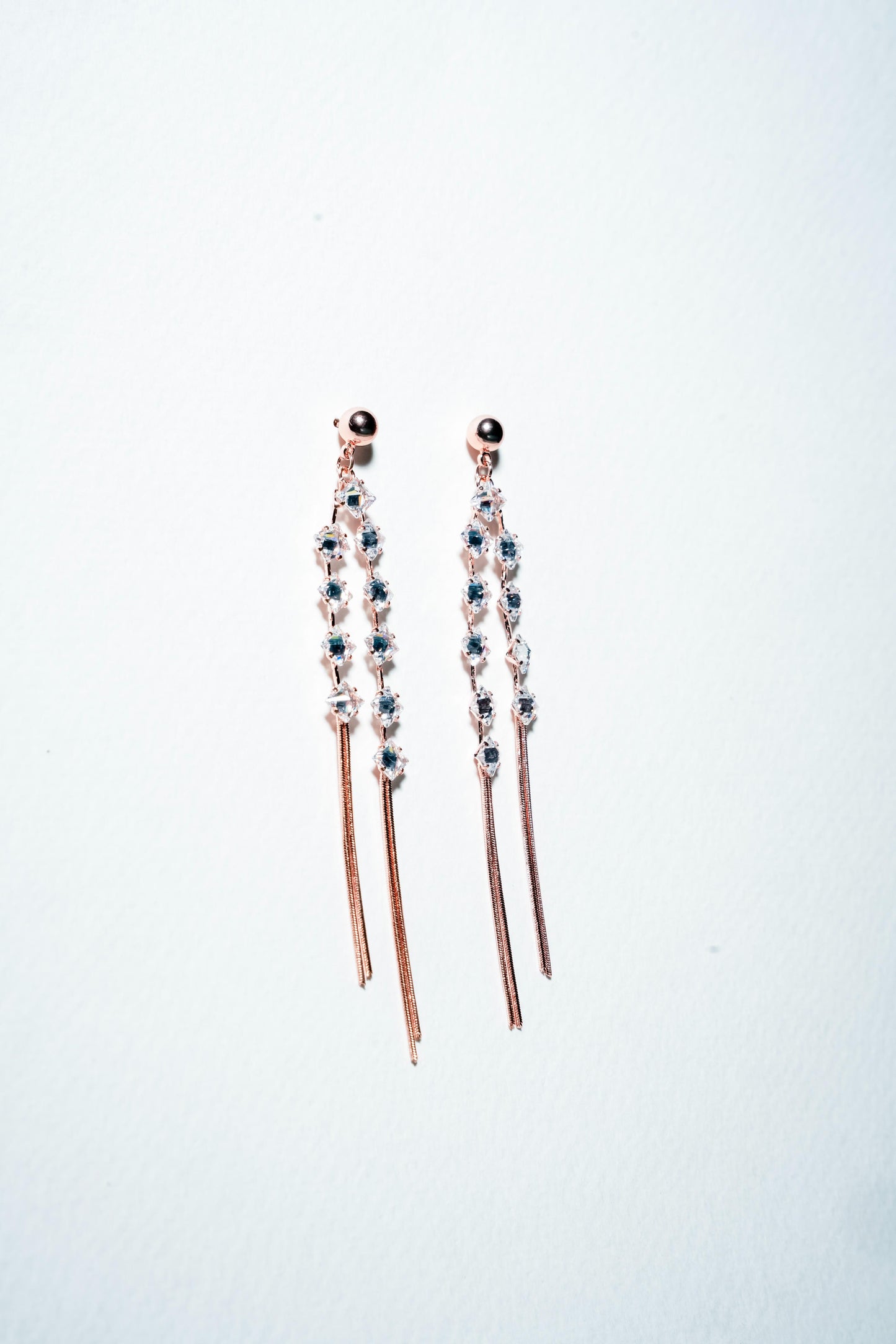 Lumina Dual-Strand Rose Gold Fringe Earrings