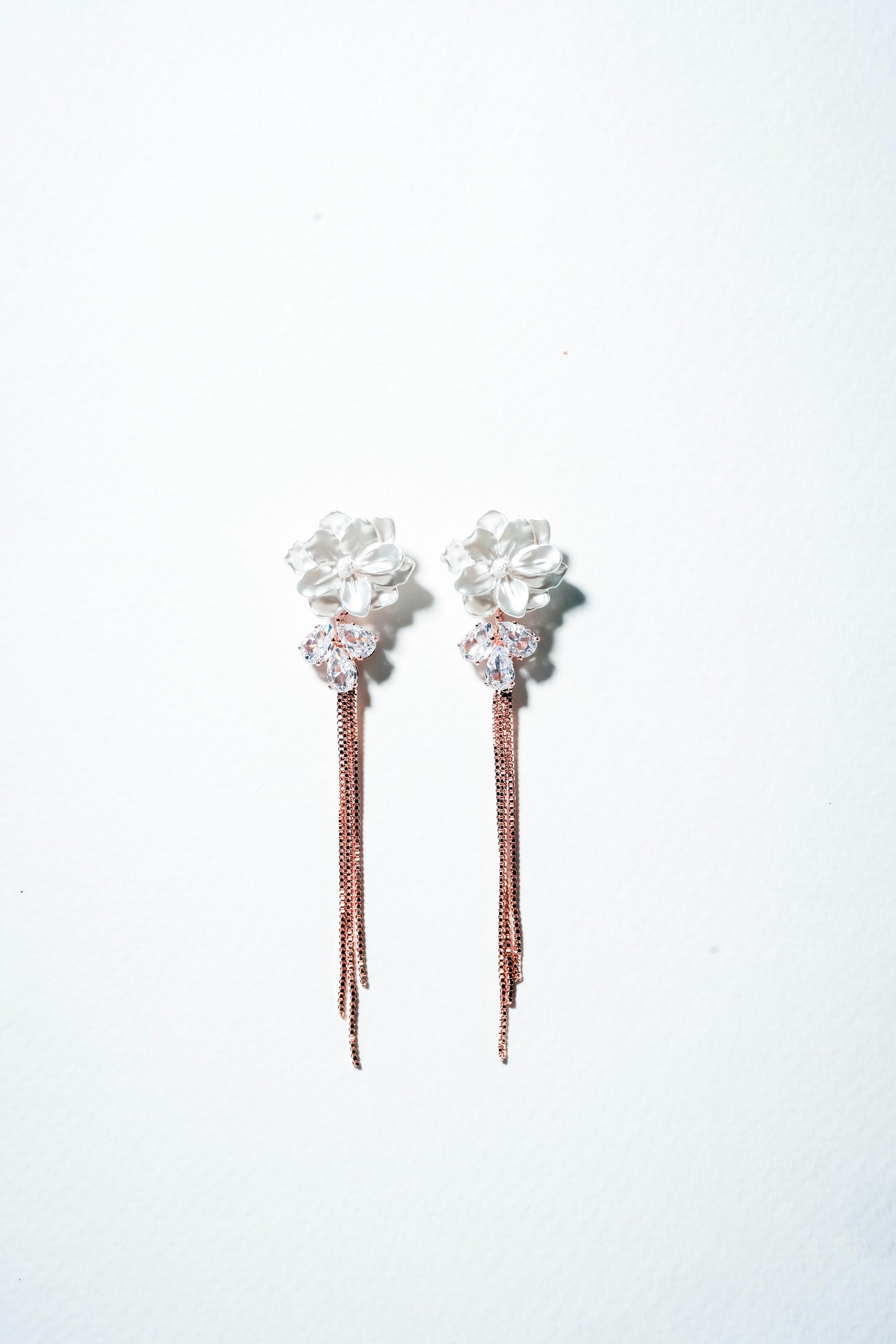 The Primrose Bloom Rose Gold Chain Earrings