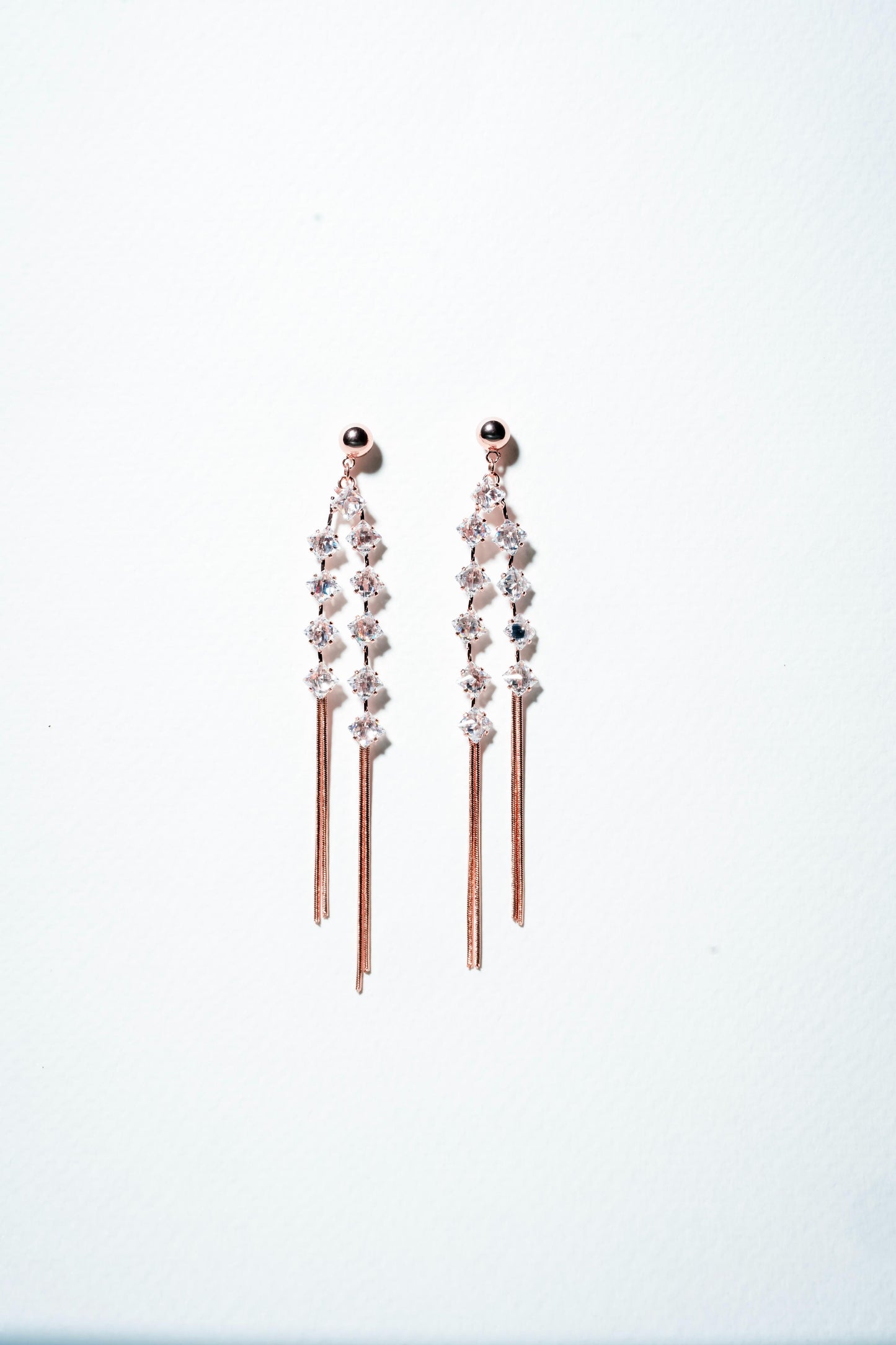 Lumina Dual-Strand Rose Gold Fringe Earrings
