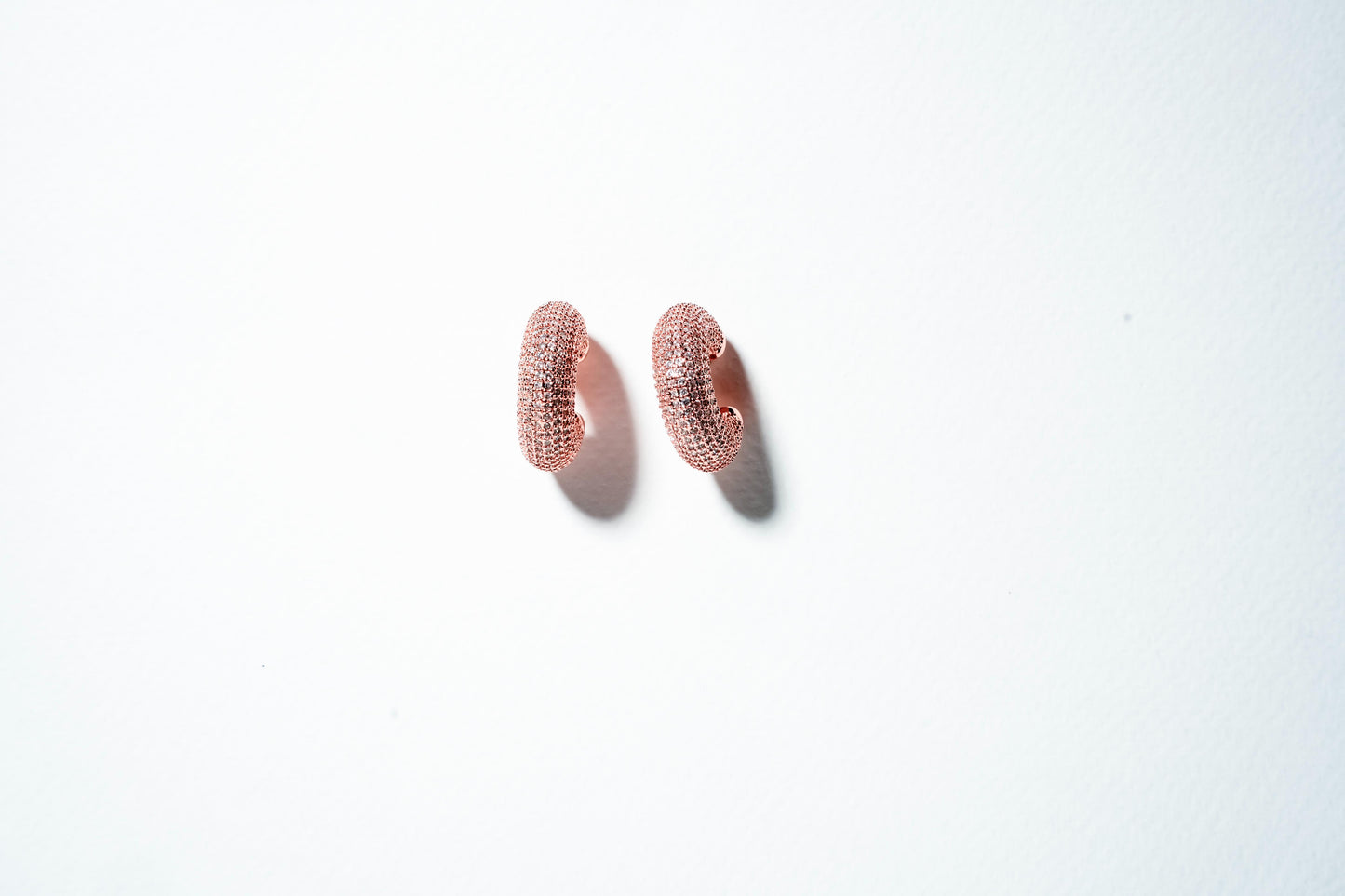 Rose Gold Pavé Sculptural Chunky Hoops