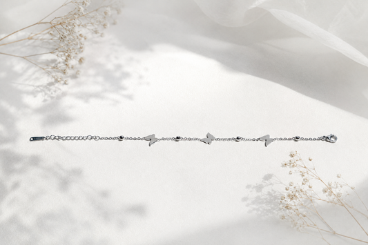 The Whispering Butterfly: 925 Sterling Silver Charm Bracelet