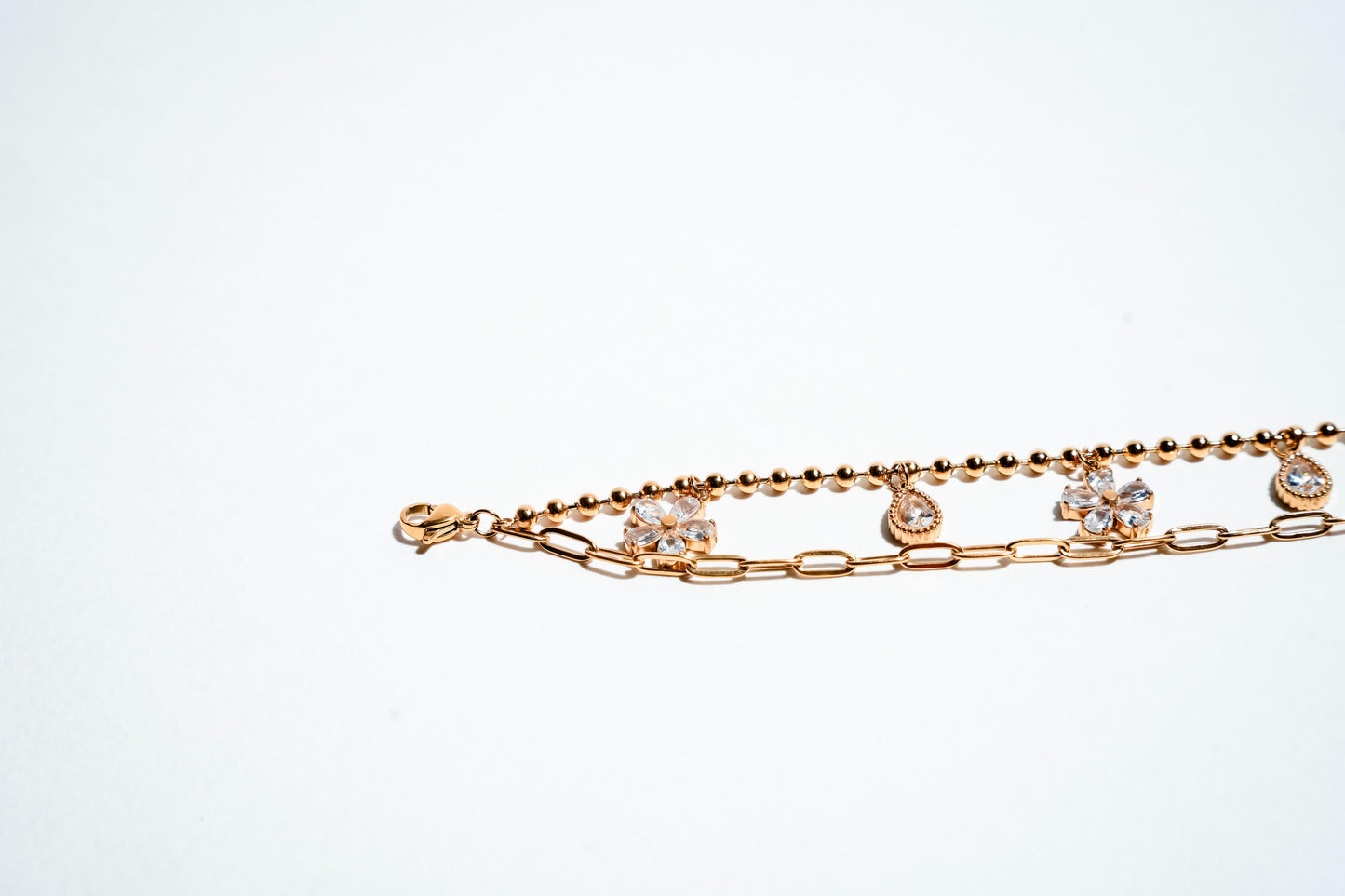 The Dual-Chain Petal & Drop Elegance Bracelet
