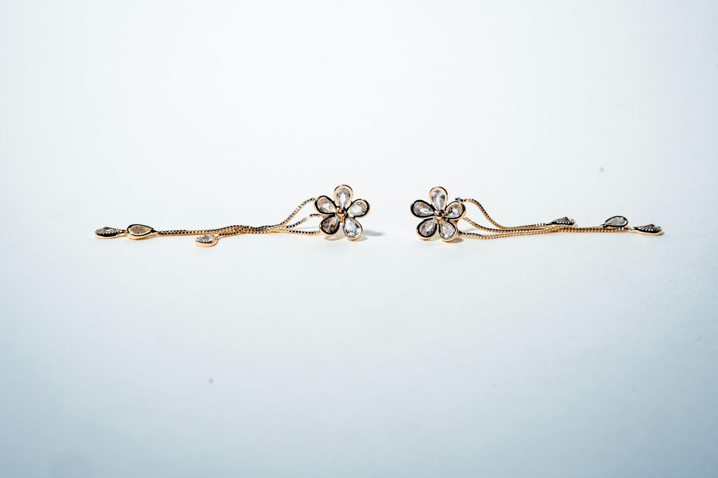 Flora Bloom Asymmetric Drop Earrings – 18K Gold Plated