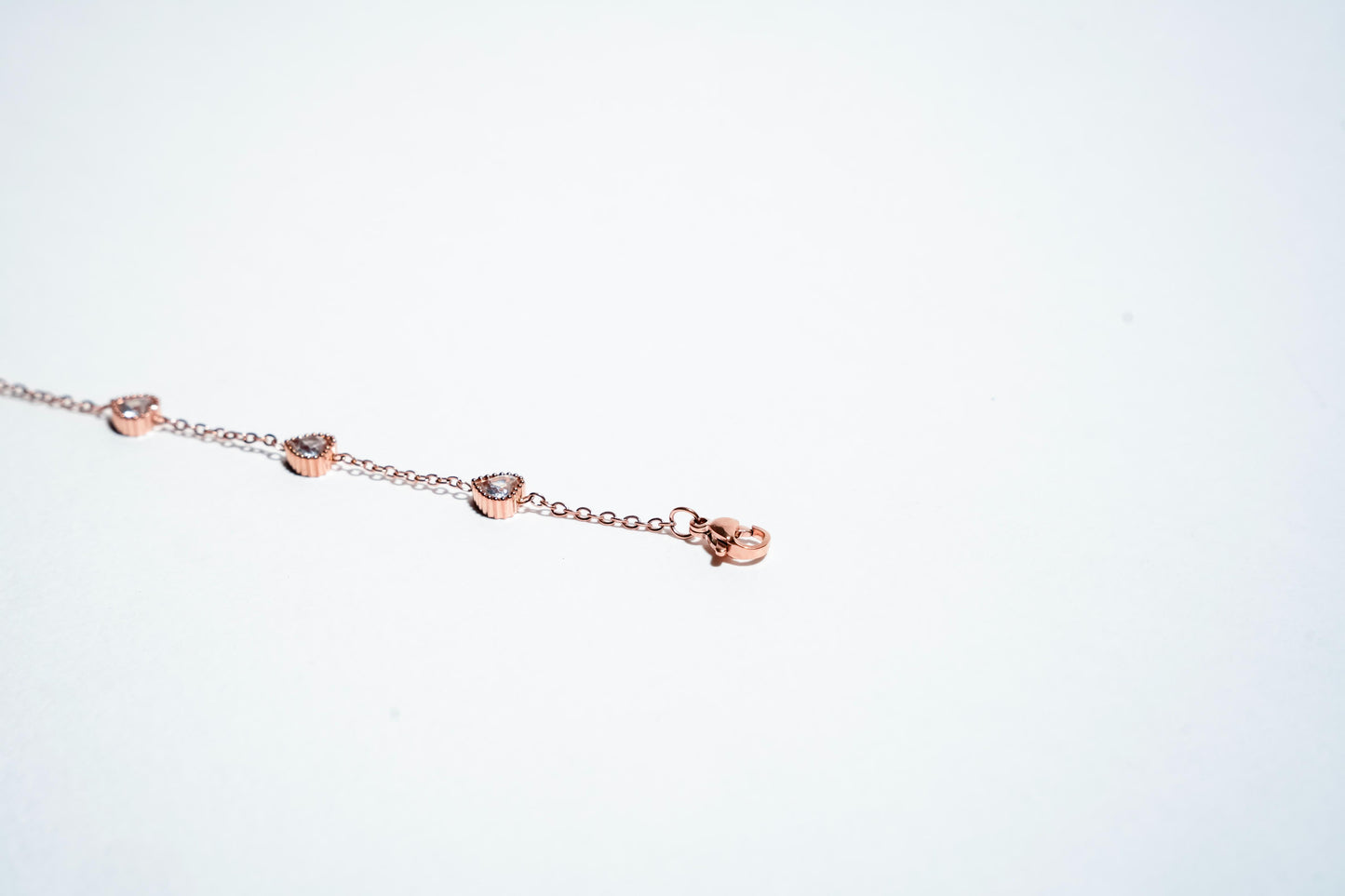 Ethereal Hearts: Rose Gold Crystal Station Bracelet