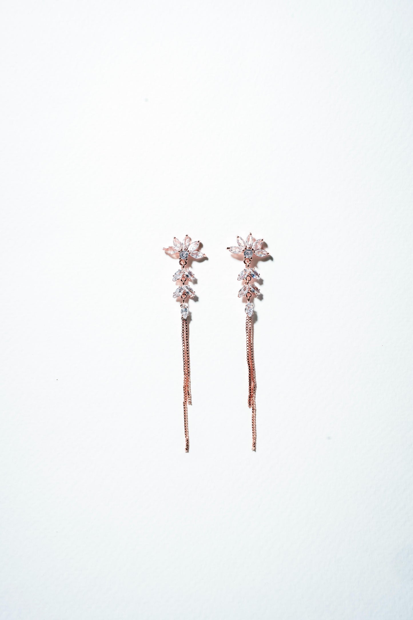 Petal-Drop Linear Rose Gold Earrings