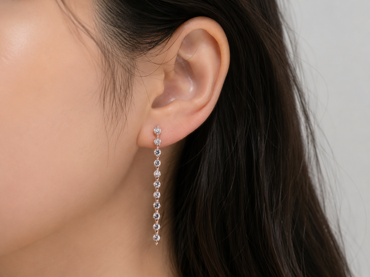 Linear Infinity Crystal Drop Earrings