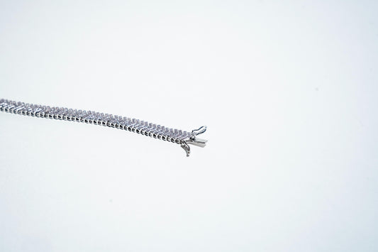 The Celestial Chevron: 925 Sterling Silver Diamond-Cut Bracelet