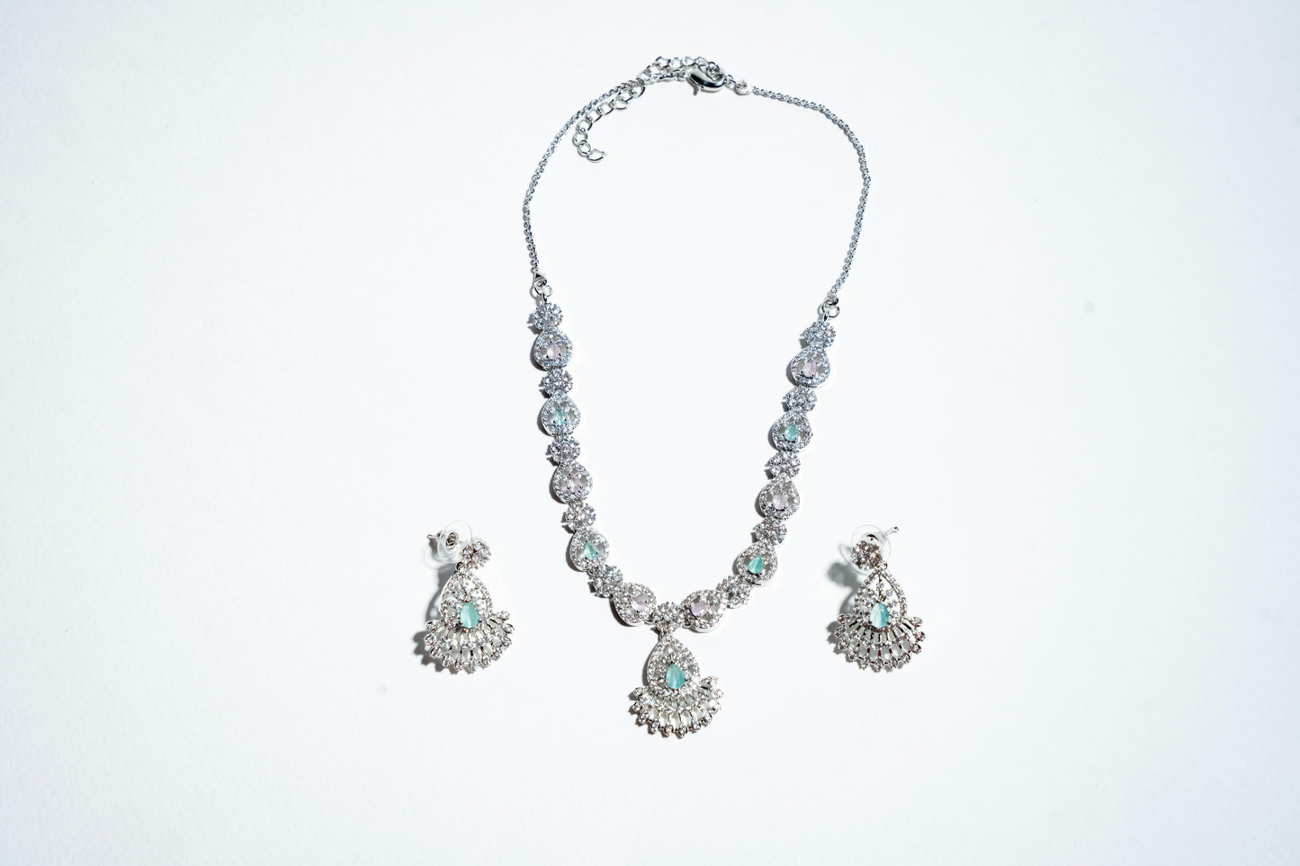 The Luminescent Aura Ensemble: Handcrafted 925 Sterling Silver Set