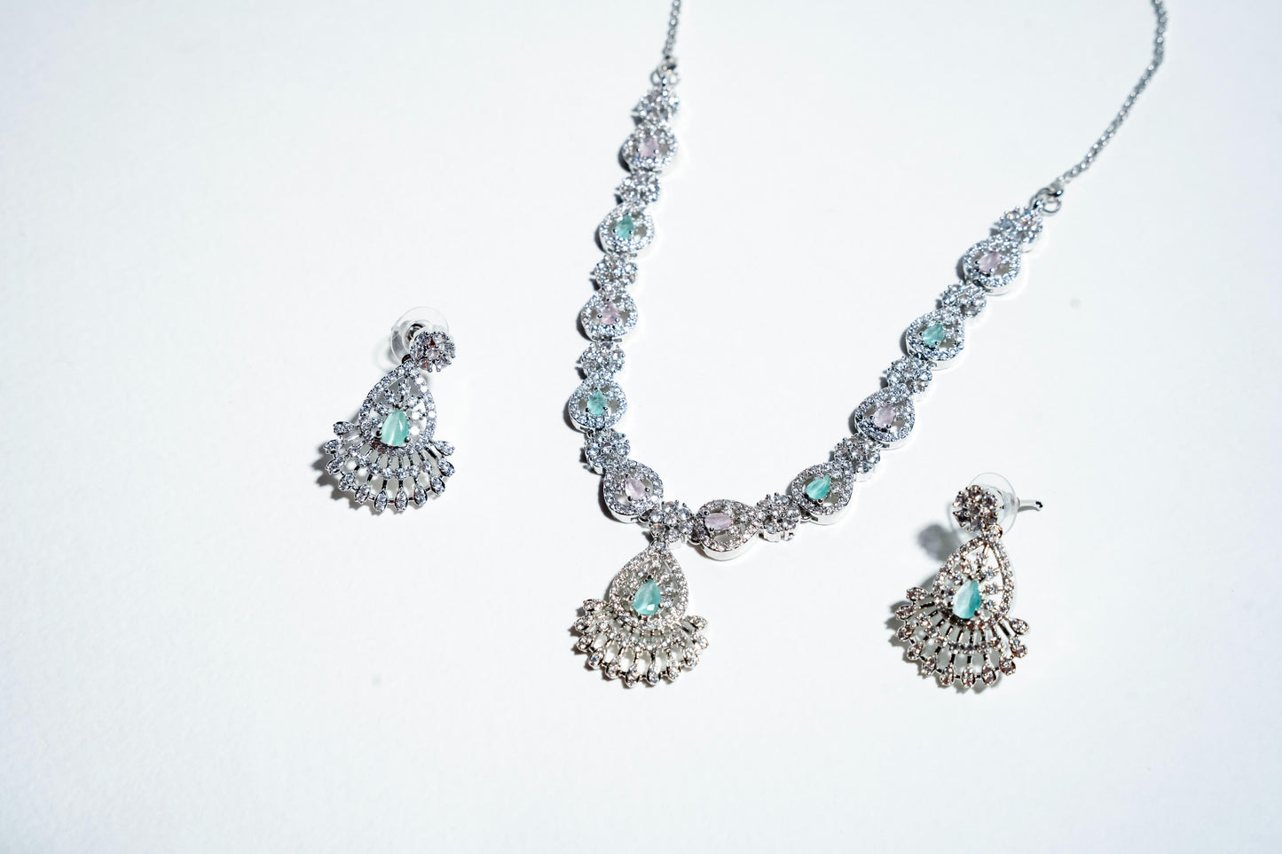 The Luminescent Aura Ensemble: Handcrafted 925 Sterling Silver Set