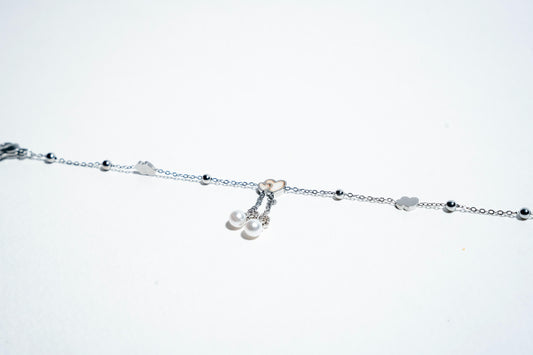 Celestial Romance: The Pearl & Heart Keepsake Bracelet – 925 Sterling Silver