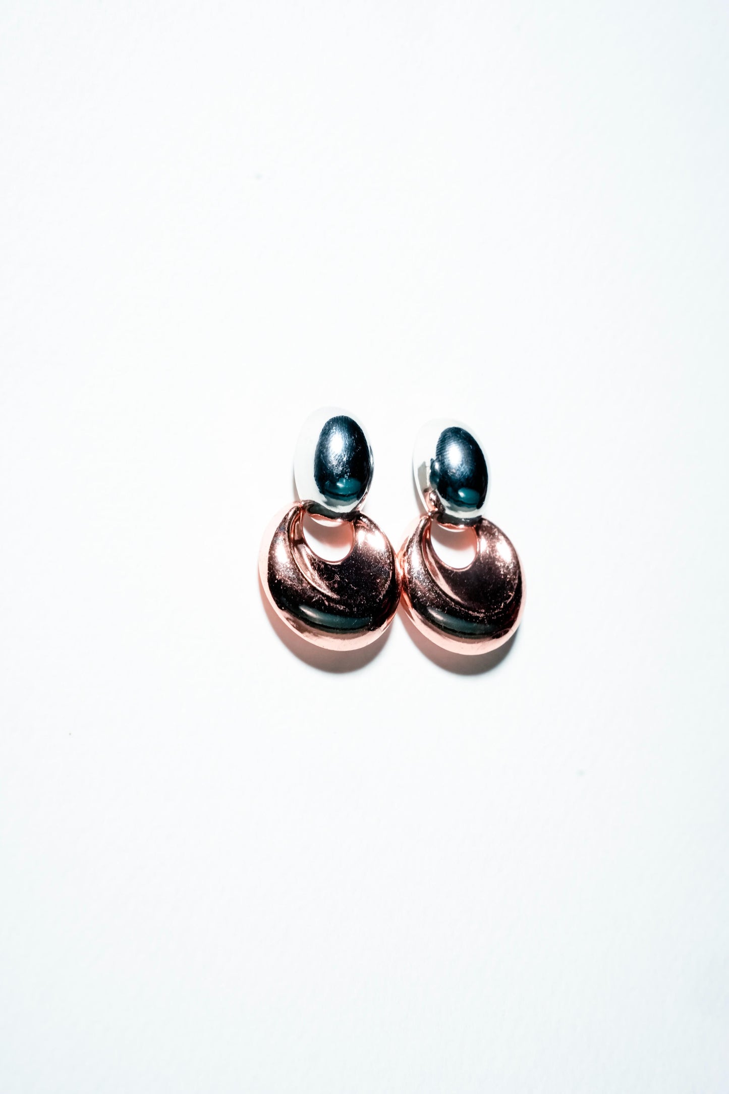 Two-Tone Crescent Drop Studs