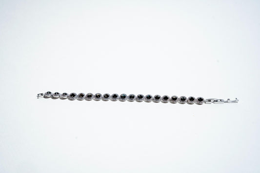 The Midnight Halo: 925 Sterling Silver Stone-Set Bracelet