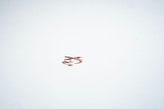 Serenity Cross Pearl Ring: Ethereal Elegance