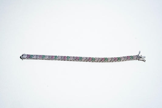 The Spectrum Chevron Tennis Bracelet – 925 Sterling Silver
