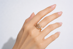 The "Gilded Feather" Pearl & Baguette Statement Ring