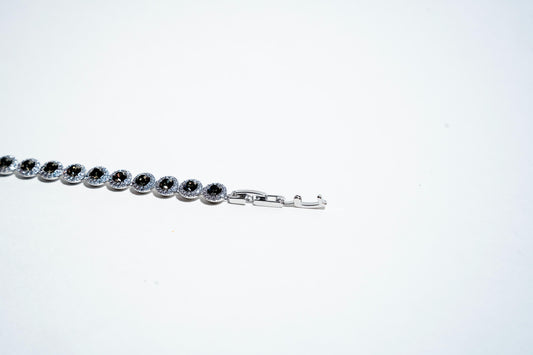 The Midnight Halo: 925 Sterling Silver Stone-Set Bracelet