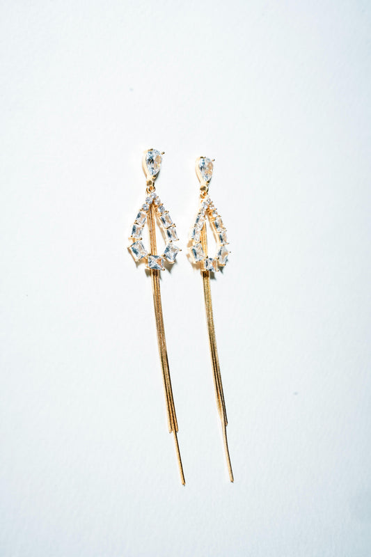 Celestial Cascade: Radiant Crystal Teardrop Dangles
