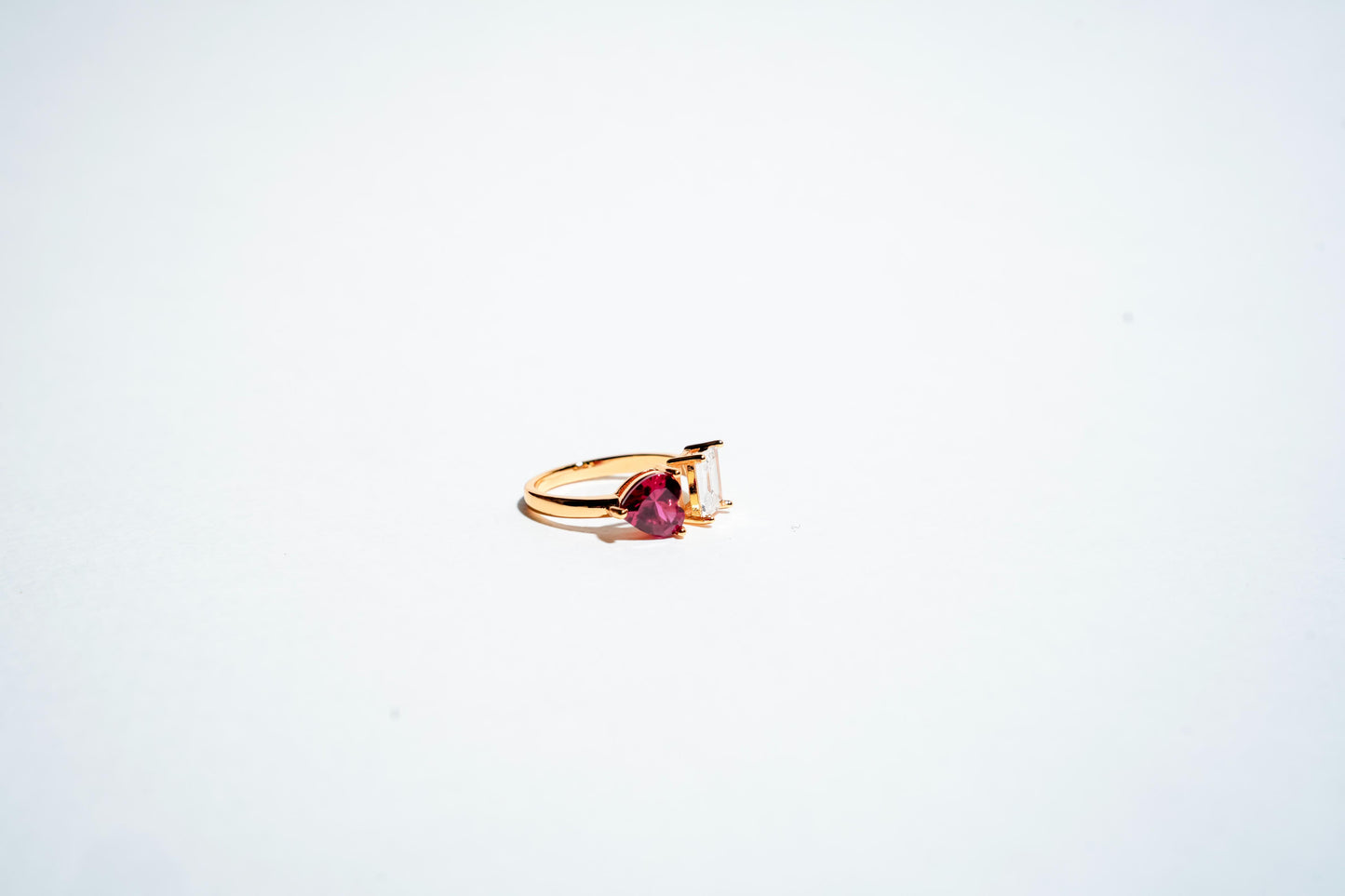 The Dual-Heart & Crystal Open Ring