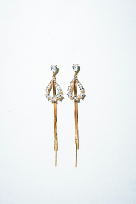 Celestial Cascade: Radiant Crystal Teardrop Dangles