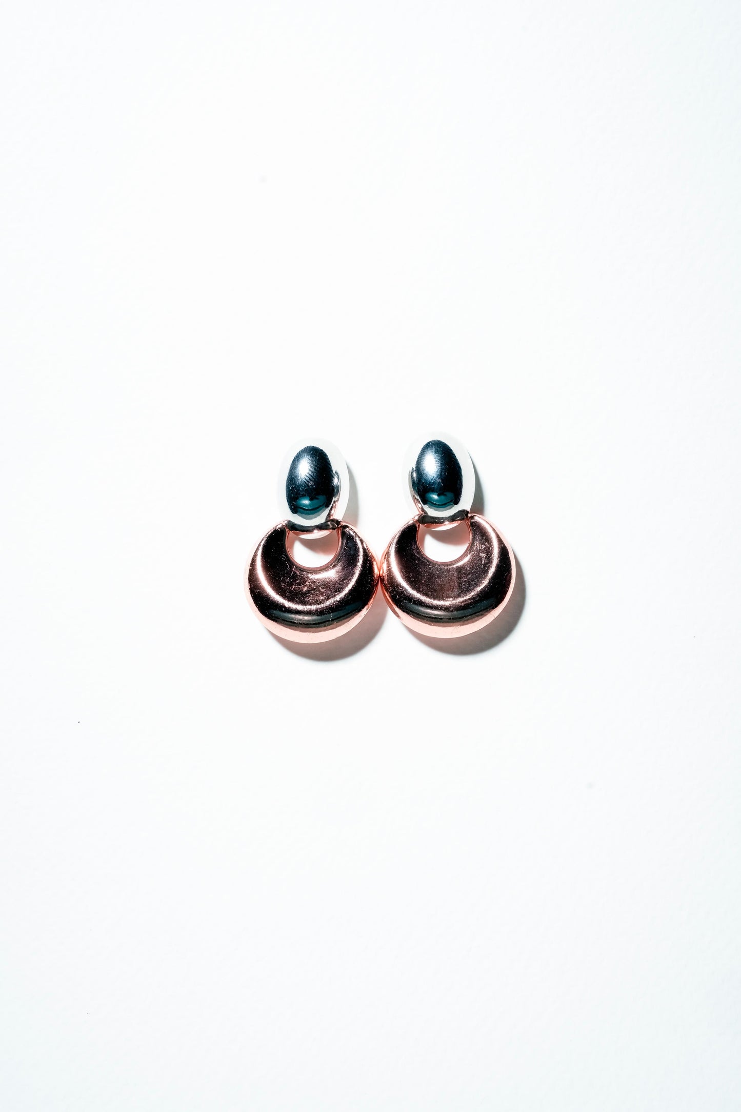 Two-Tone Crescent Drop Studs