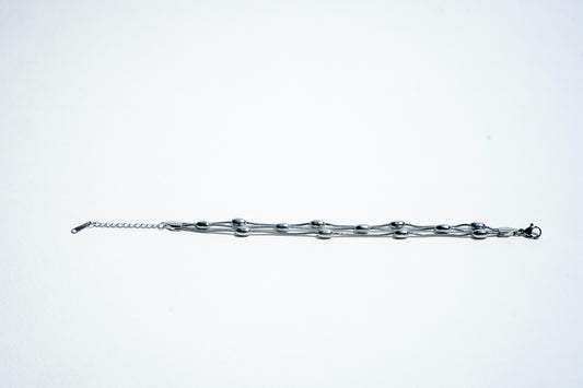The Ethereal Strand: 925 Sterling Silver Layered Bead Bracelet