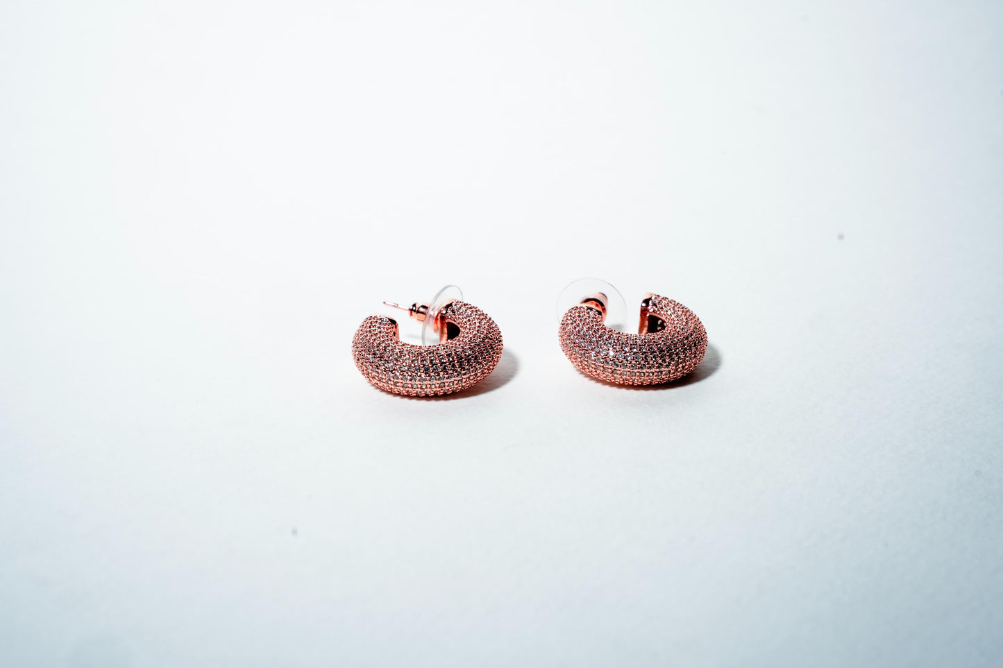 Rose Gold Pavé Sculptural Chunky Hoops