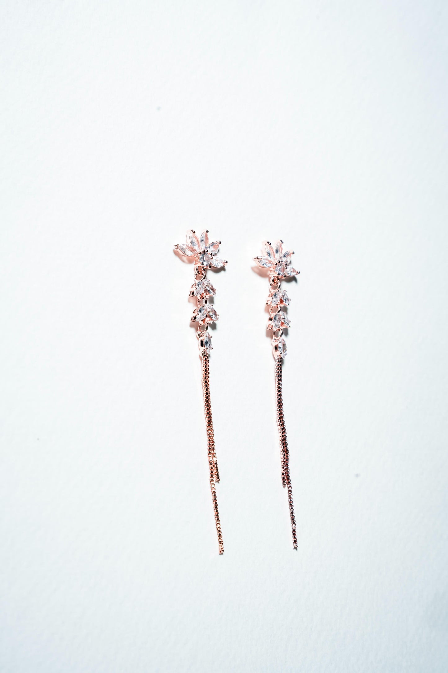 Petal-Drop Linear Rose Gold Earrings