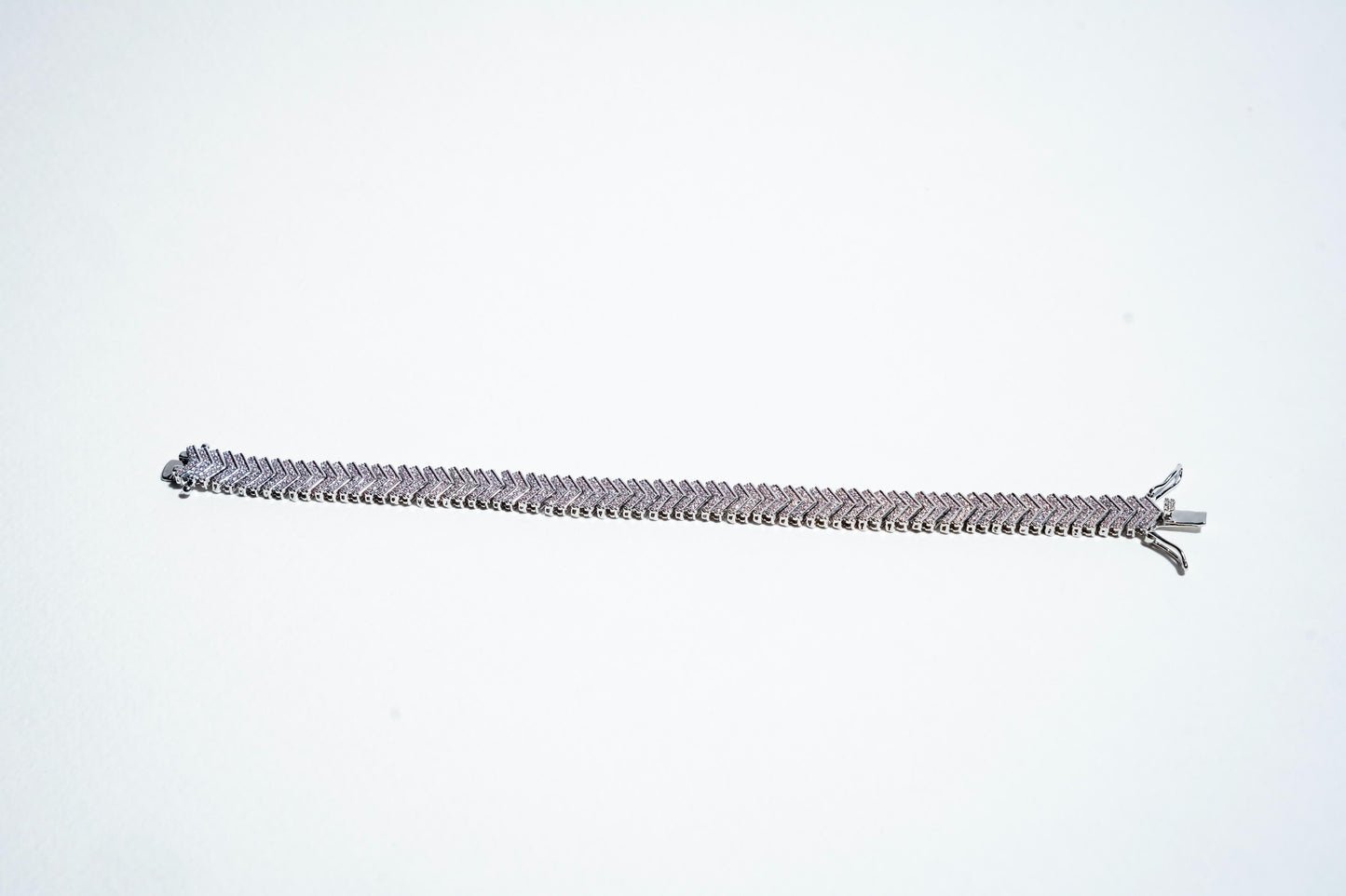 The Celestial Chevron: 925 Sterling Silver Diamond-Cut Bracelet