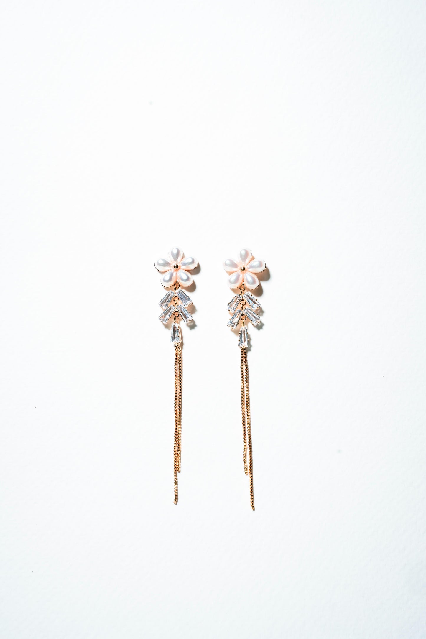 Primrose Petal & Crystal Fringe Drop Earrings – 18K Gold Plated