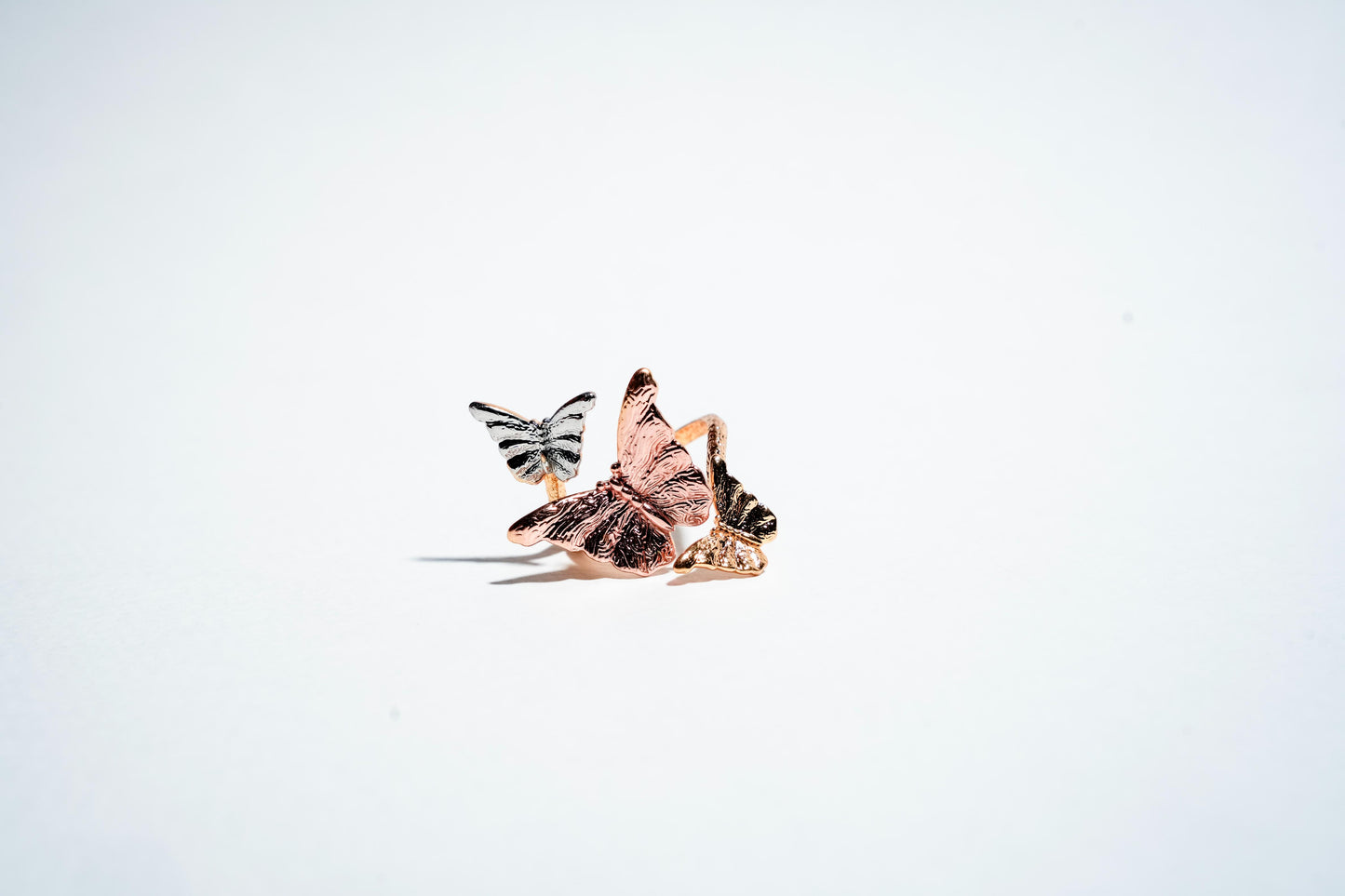 The "Fluttering Trio" Mixed-Metal Butterfly Ring