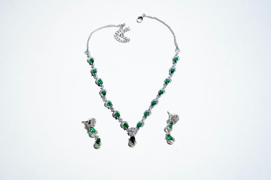 Ethereal Verdant Radiance: 925 Sterling Silver Emerald-Cut Parure