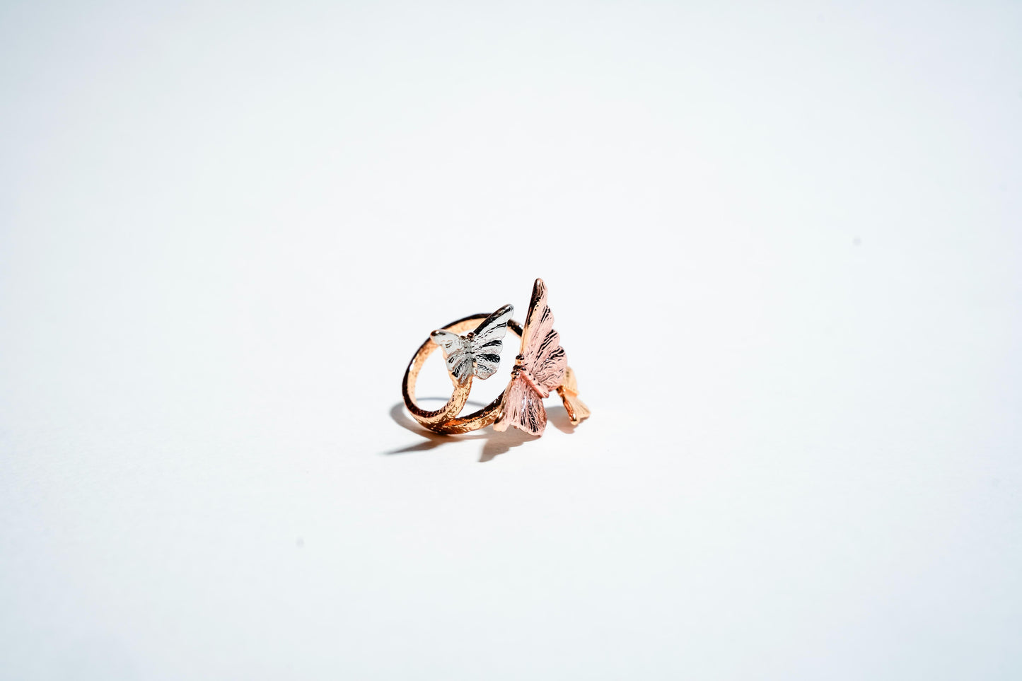 The "Fluttering Trio" Mixed-Metal Butterfly Ring