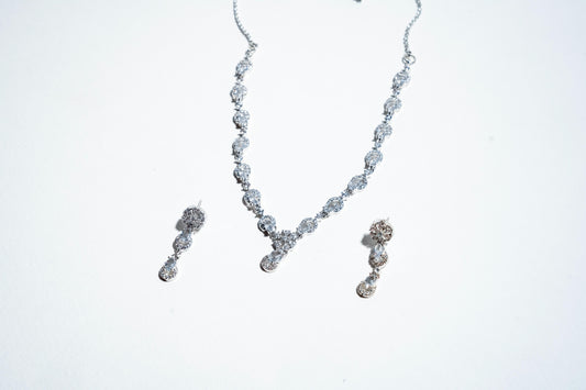 Celestial Cascade Radiance: 925 Silver-Plated Crystal Drop Set