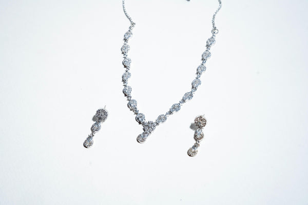 Celestial Cascade Radiance: 925 Silver-Plated Crystal Drop Set