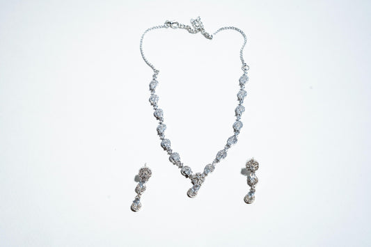 Celestial Cascade Radiance: 925 Silver-Plated Crystal Drop Set