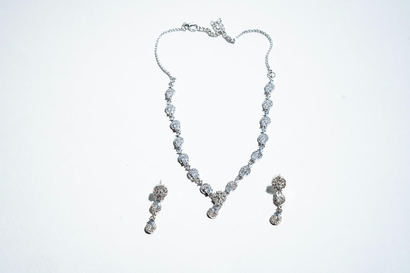 Celestial Cascade Radiance: 925 Silver-Plated Crystal Drop Set