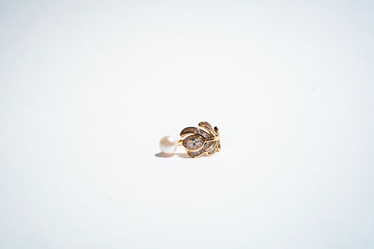 The "Gilded Feather" Pearl & Baguette Statement Ring