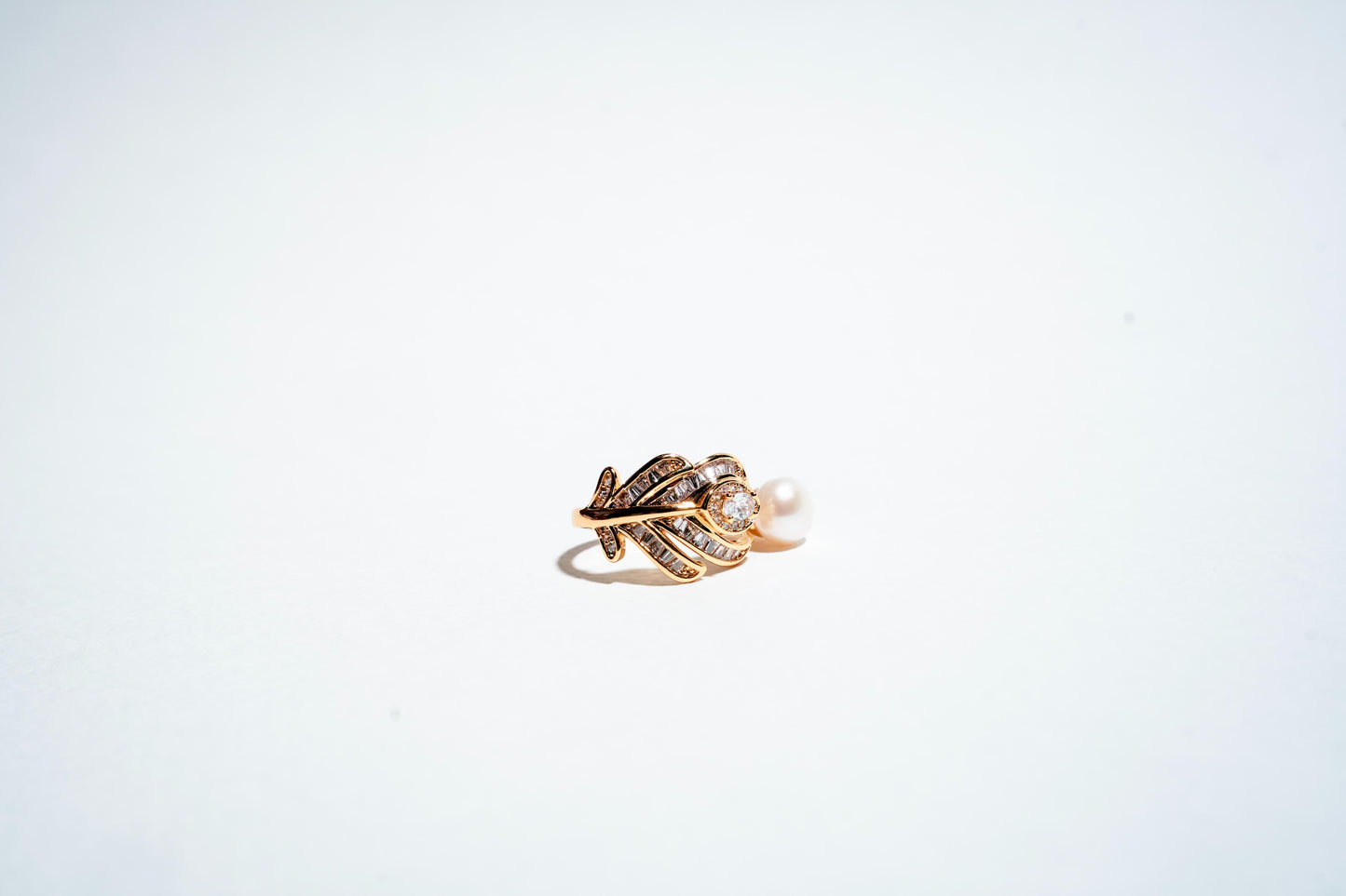 The "Gilded Feather" Pearl & Baguette Statement Ring