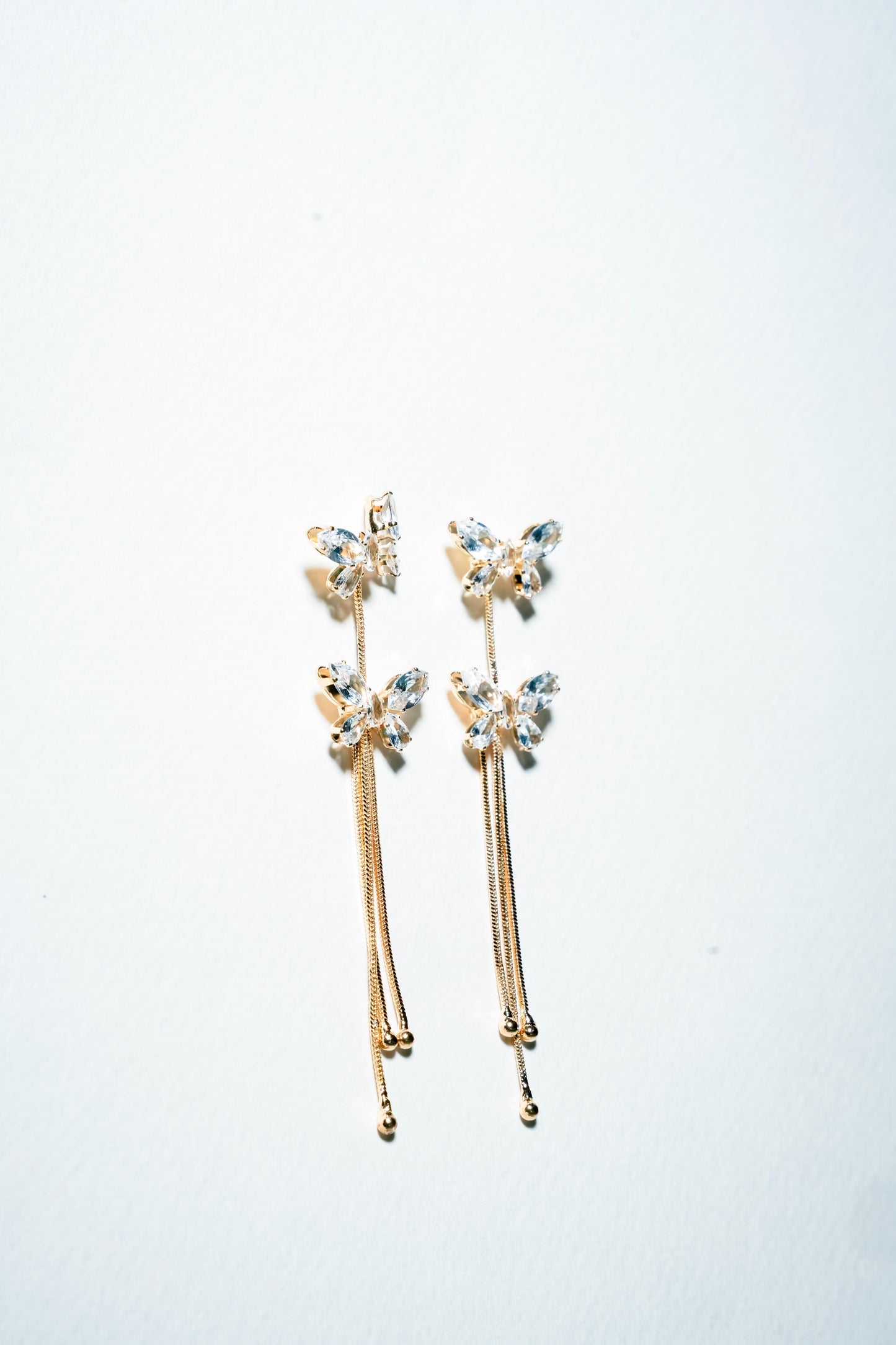 Enchanted Butterfly Tassel Drop Earrings – 18K Gold Plated Serenity