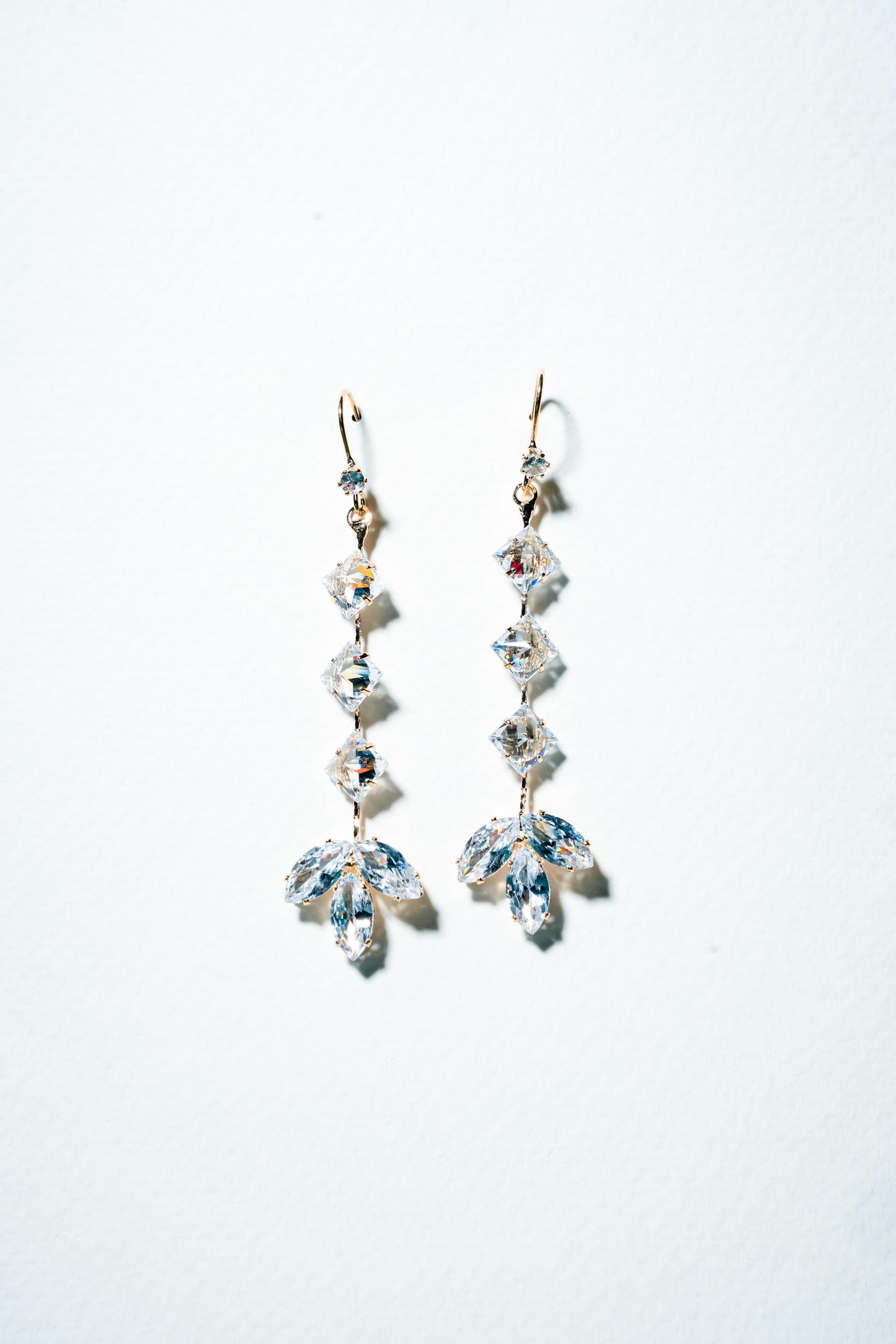 Ethereal Marquise Crystal Cascading Drop Earrings – 18K Gold Plated Luxury