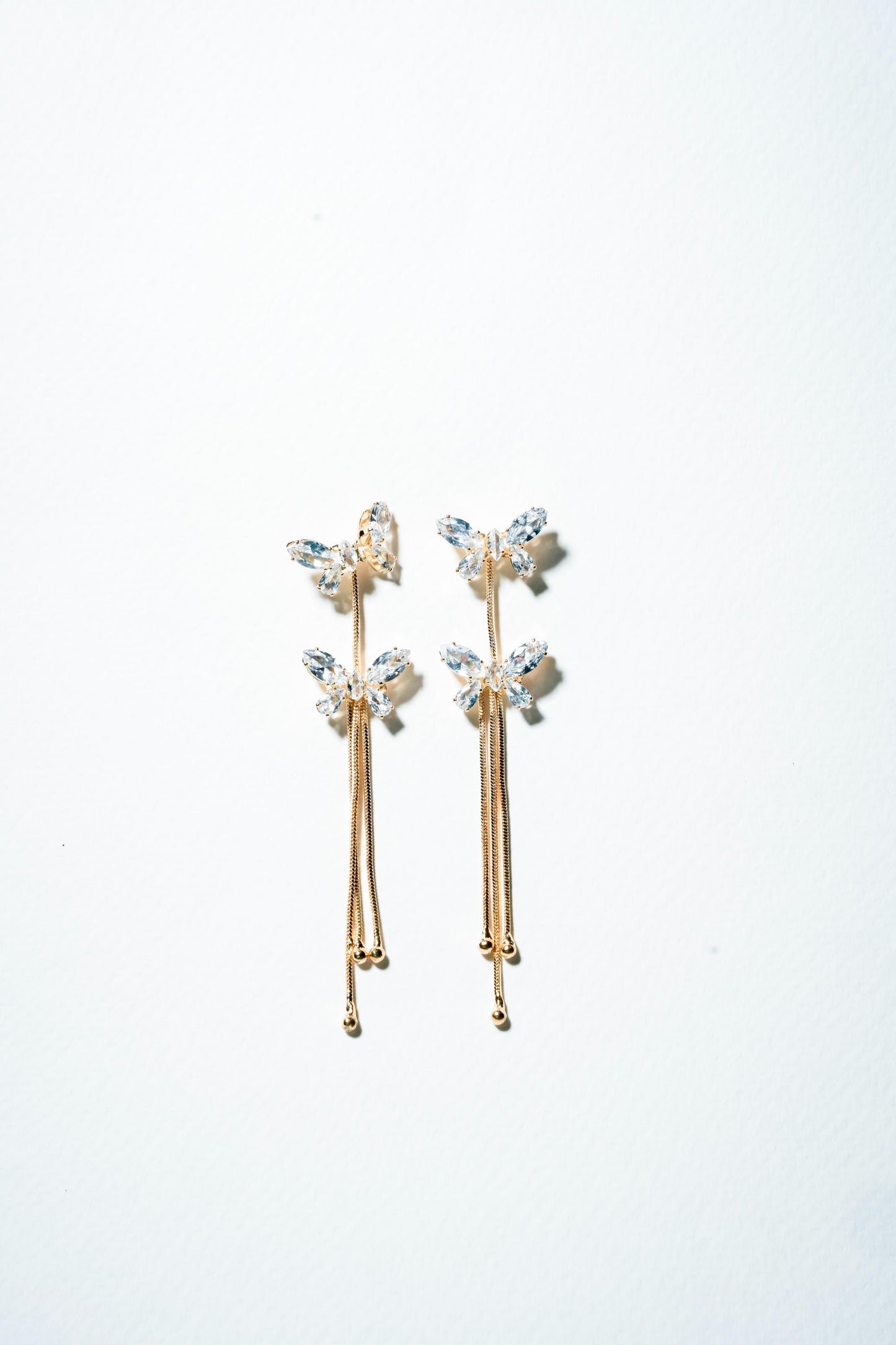 Enchanted Butterfly Tassel Drop Earrings – 18K Gold Plated Serenity