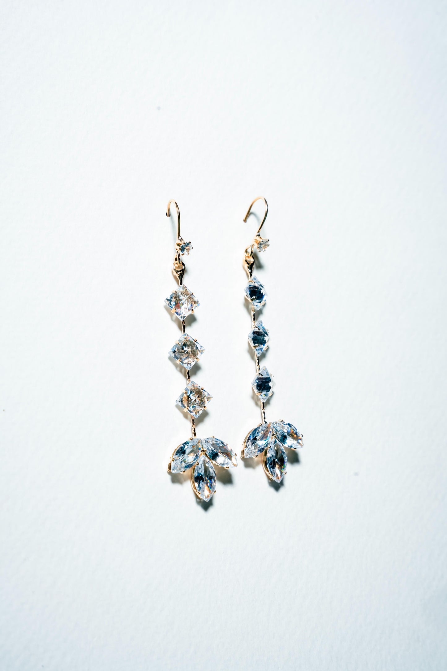 Ethereal Marquise Crystal Cascading Drop Earrings – 18K Gold Plated Luxury