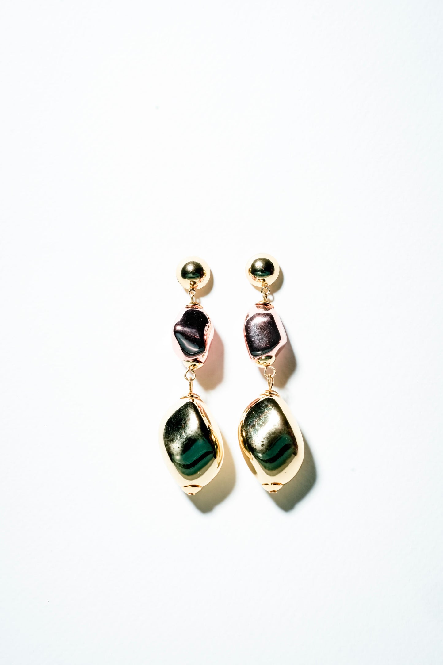 Organic Pebble Drop Earrings – 18k Gold Plated