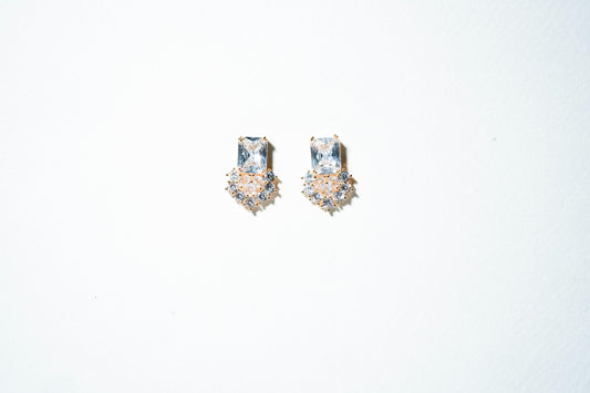 Solitaire Halo Drape Earrings – 18K Gold Plated