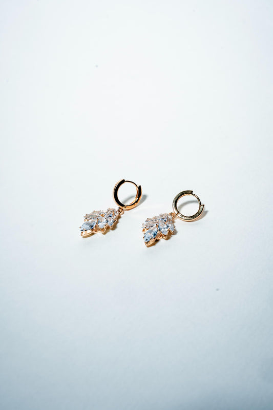 Willow Leaf Huggie Hoops – 18K Gold Plated