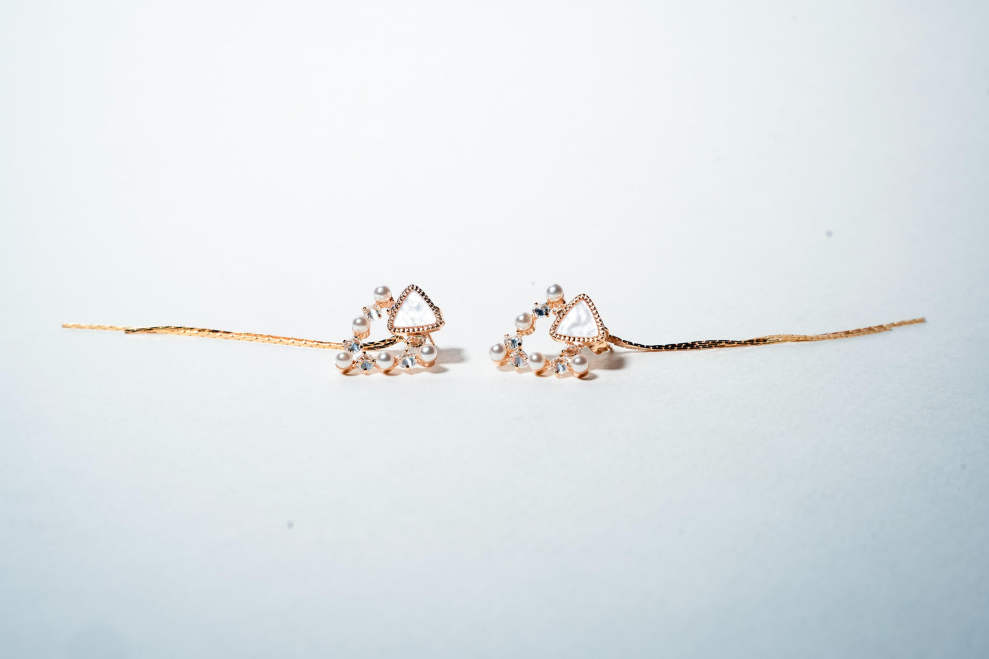 Serene Pearl & Geometry Drape Earrings – 18K Gold Plated