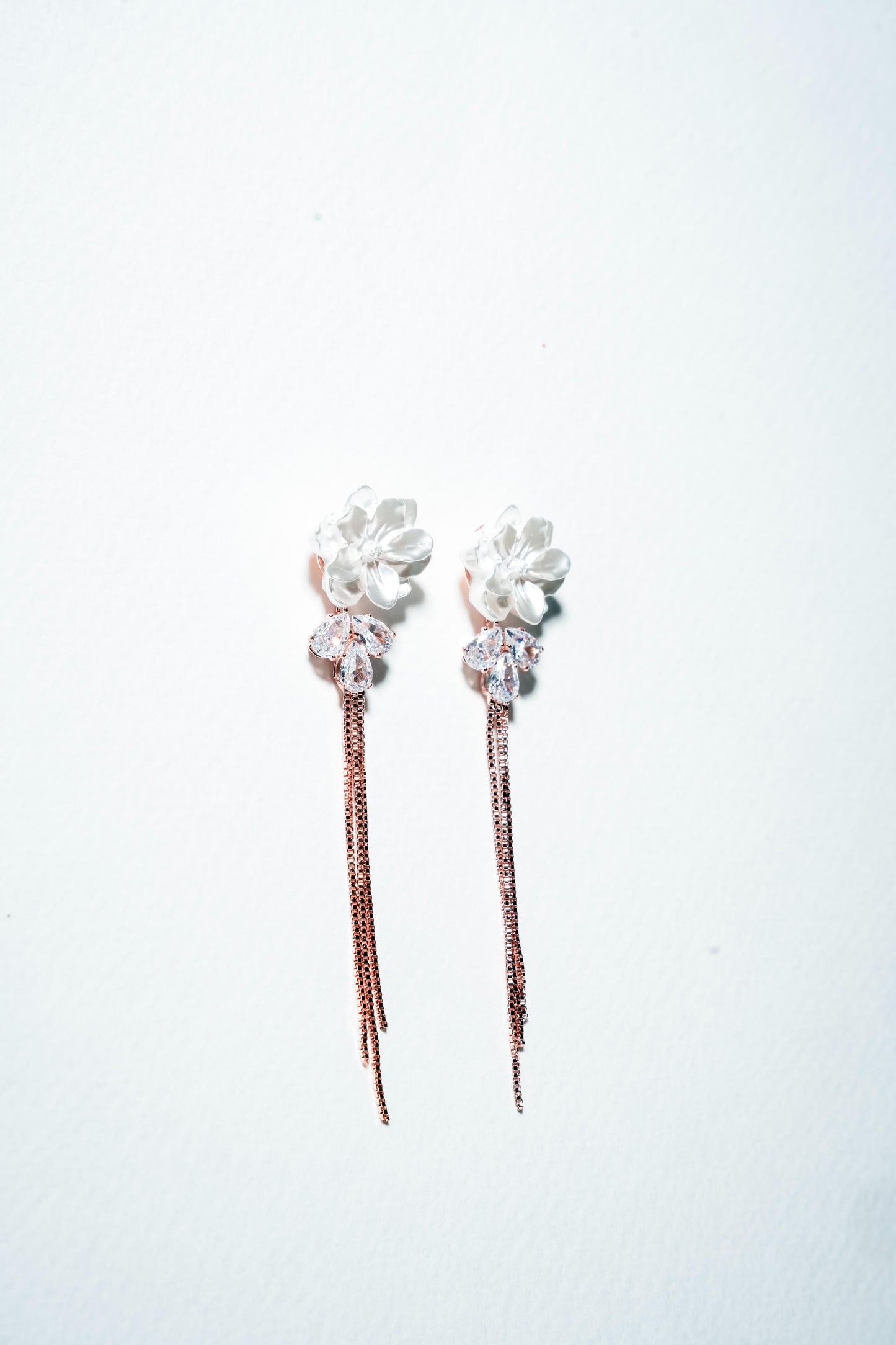 The Primrose Bloom Rose Gold Chain Earrings